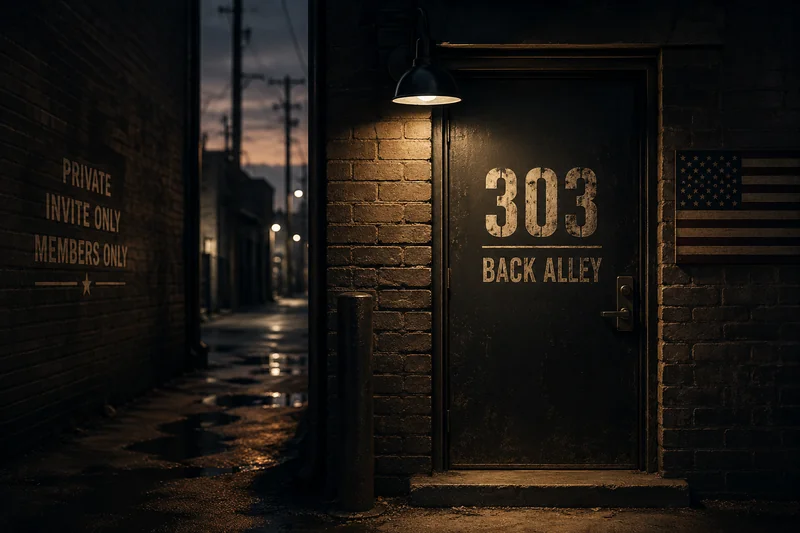 Entrance to the private 303 Back Alley community.